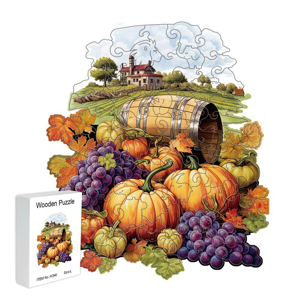 Purple grapes Thanksgiving Wooden Puzzle - Vegetable & Fruit Design, Home Decor, Educational Toy (Size L) 3