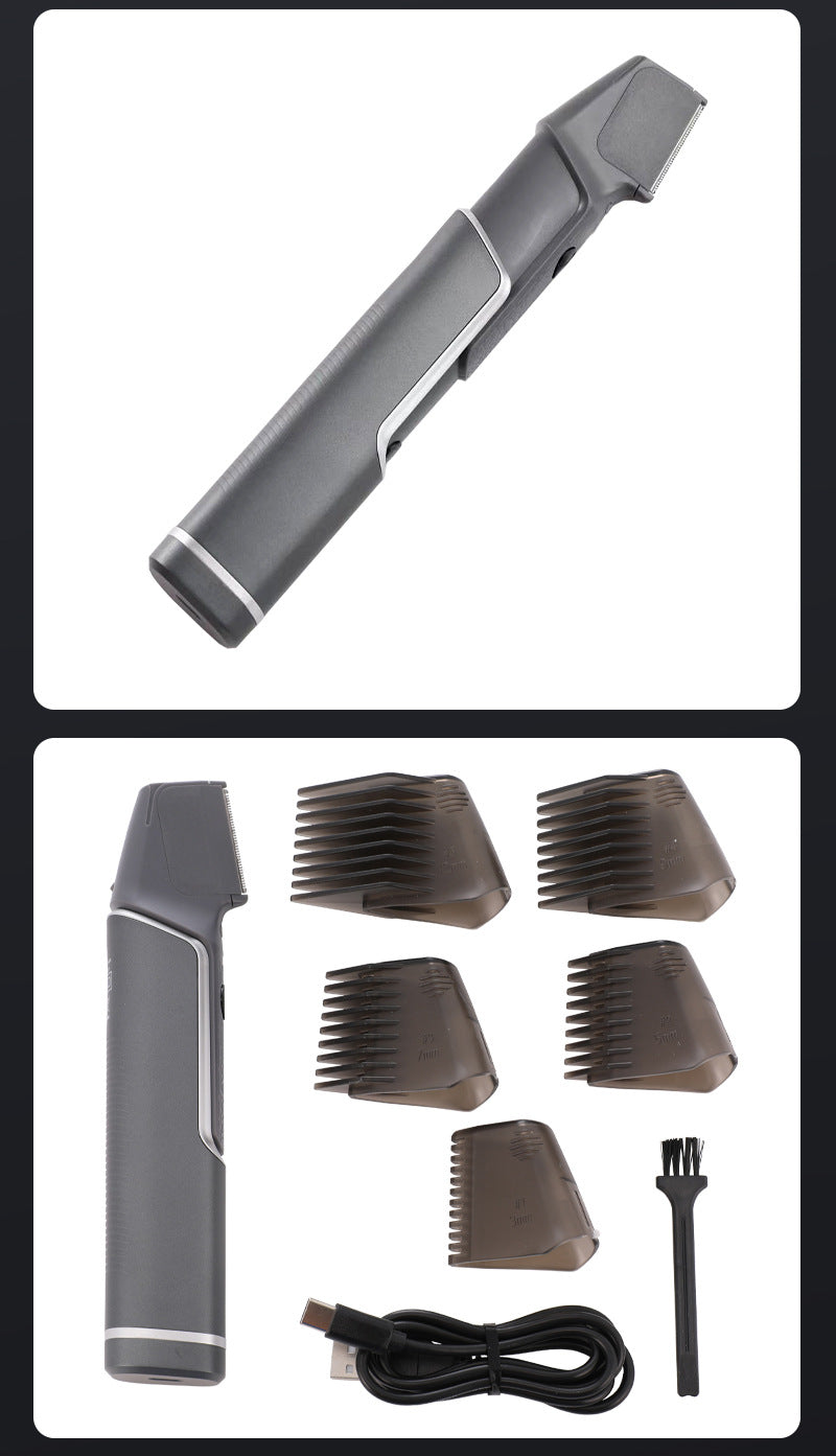 Grey Men's electric hair trimmer with retractable design and USB charging 7