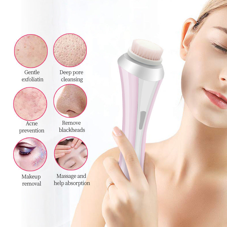 Green Rechargeable Facial Cleansing Brush Kit with 4 Heads & Charging Dock 3