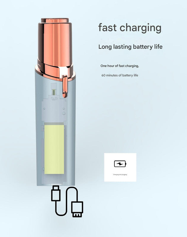 Champagne Gold Mini Lipstick Electric Shaver - USB Rechargeable Facial Hair Remover 5