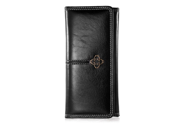Black Classic Long Bifold Wallet for Women - Large Capacity Card Holder 3