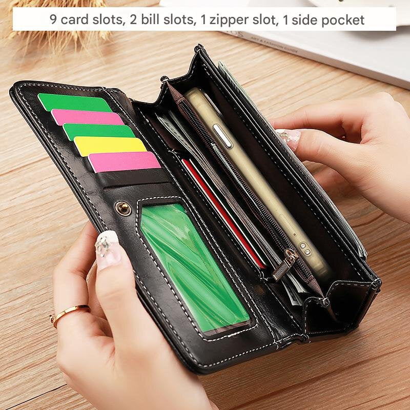 Yellow Classic Long Bifold Wallet for Women - Large Capacity Card Holder 3