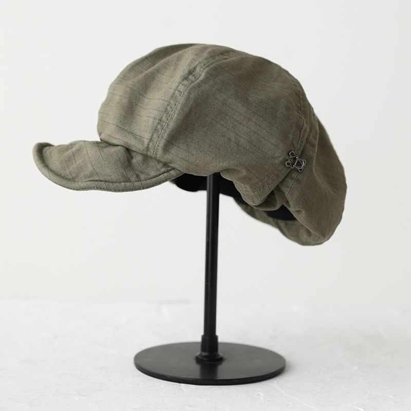 Harajuku Green Women's Vintage Style Baker Boy Cap - Soft Cotton Linen Blend 3