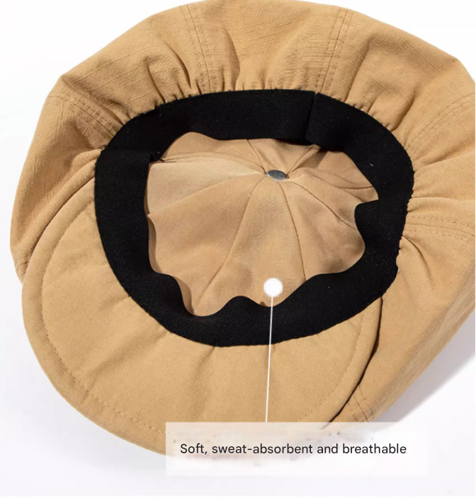 Black Women's Vintage Style Baker Boy Cap - Soft Cotton Linen Blend 4