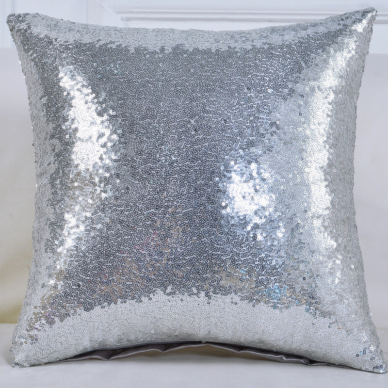 Shiny Sequin Pillowcase - Single-sided gorgeous pillowcase  (Silver pair: 45x45cm) 3