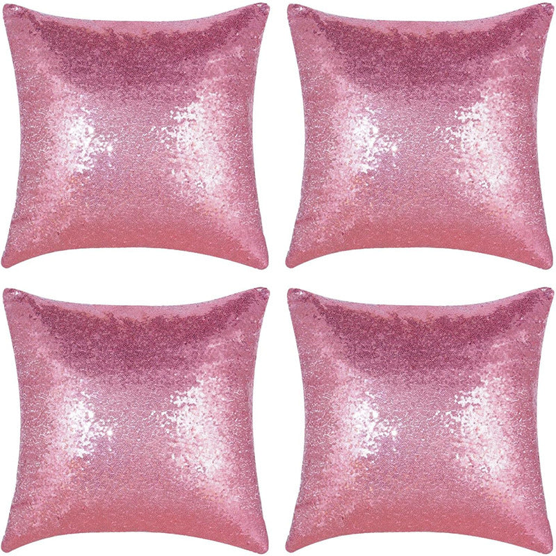 Shiny Sequin Pillowcase - Single-sided gorgeous pillowcase  (Pink pair: 40x40cm) 4