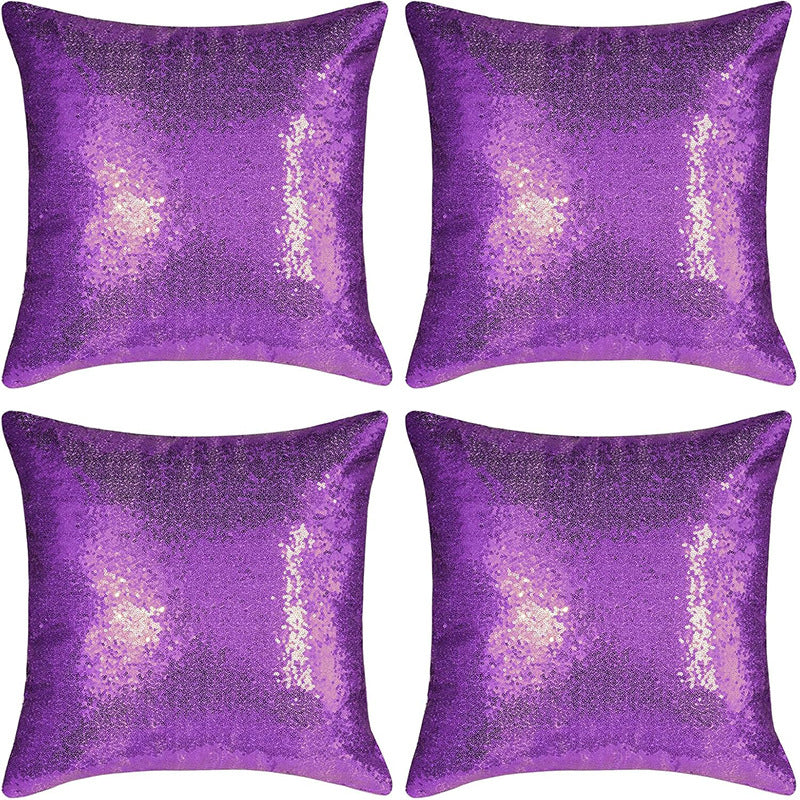 Shiny Sequin Pillowcase - Single-sided gorgeous pillowcase  (Purple pair: 40x40cm) 4