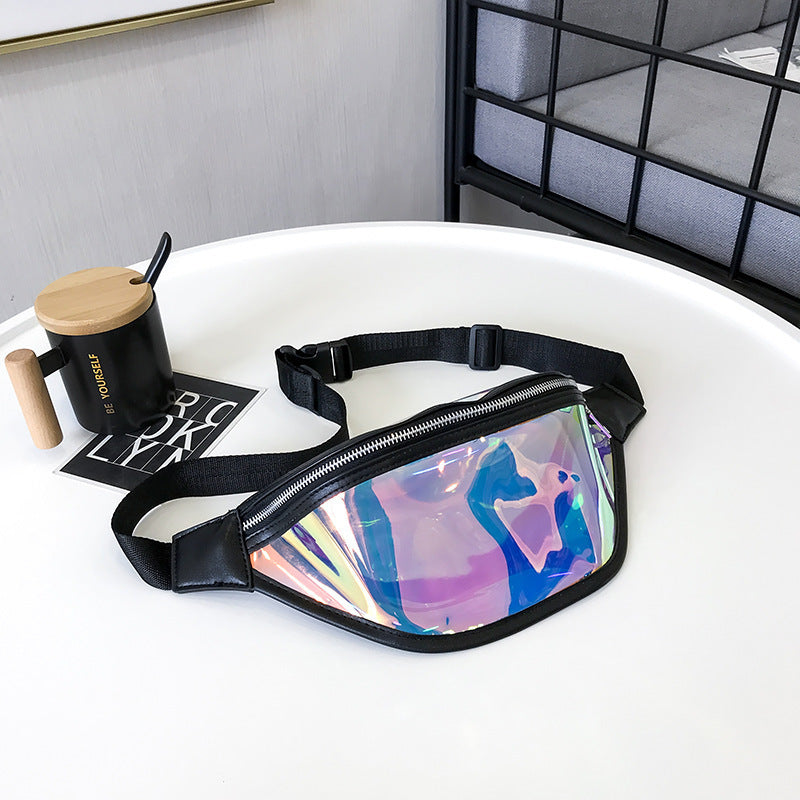 Black Transparent Waist Bag - Shiny Laser Waist Bag Crossbody Bag 3