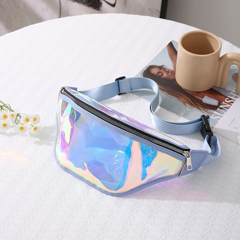 Blue Transparent Waist Bag - Shiny Laser Waist Bag Crossbody Bag 3