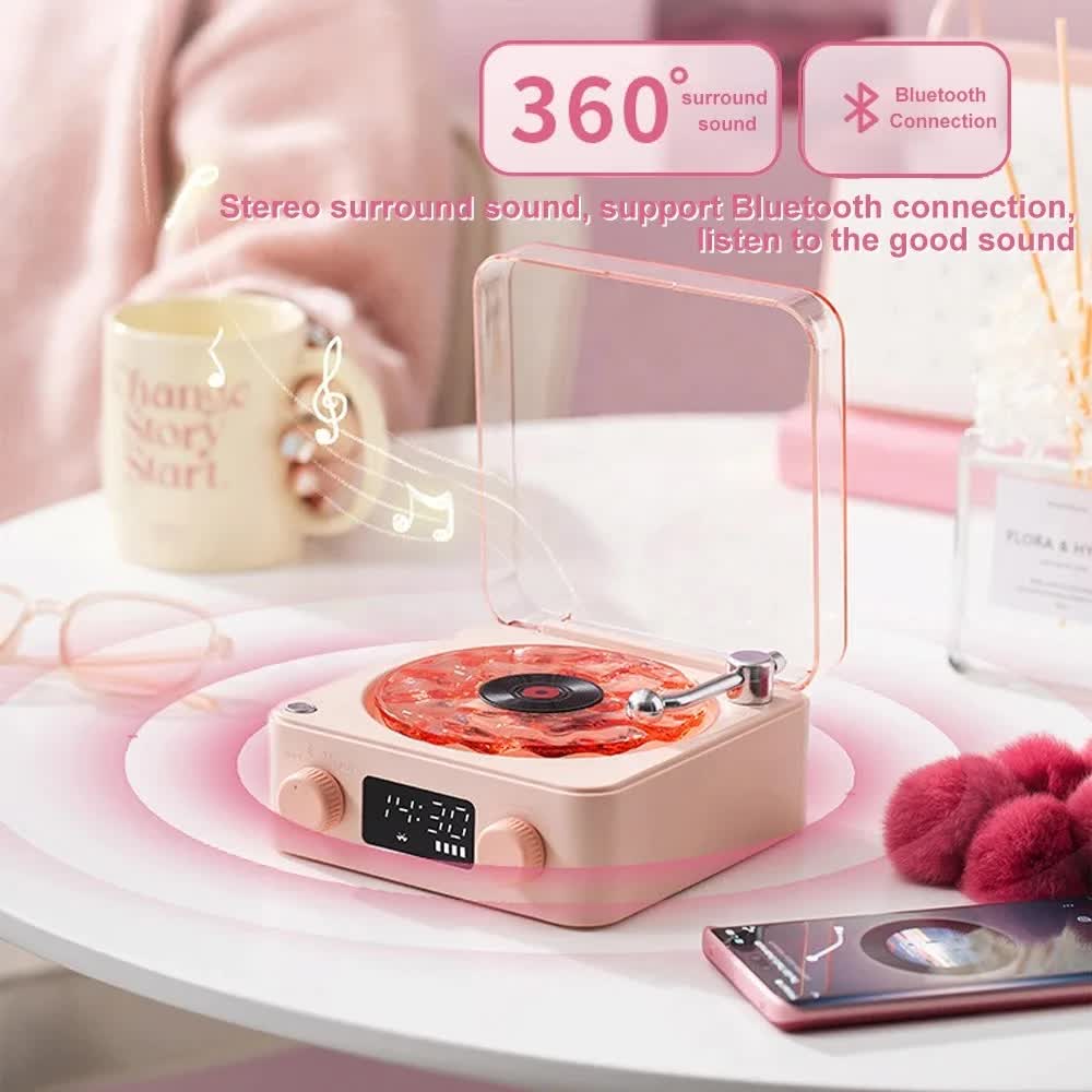 Pink Waves Retro Bluetooth Speaker Clock with Ambient Light Projector 6