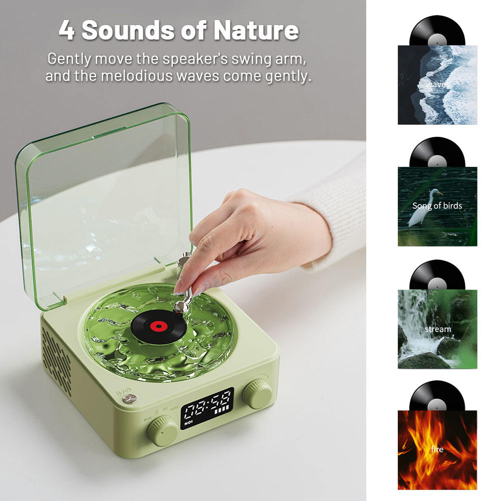 Black Waves Retro Bluetooth Speaker Clock with Ambient Light Projector 4