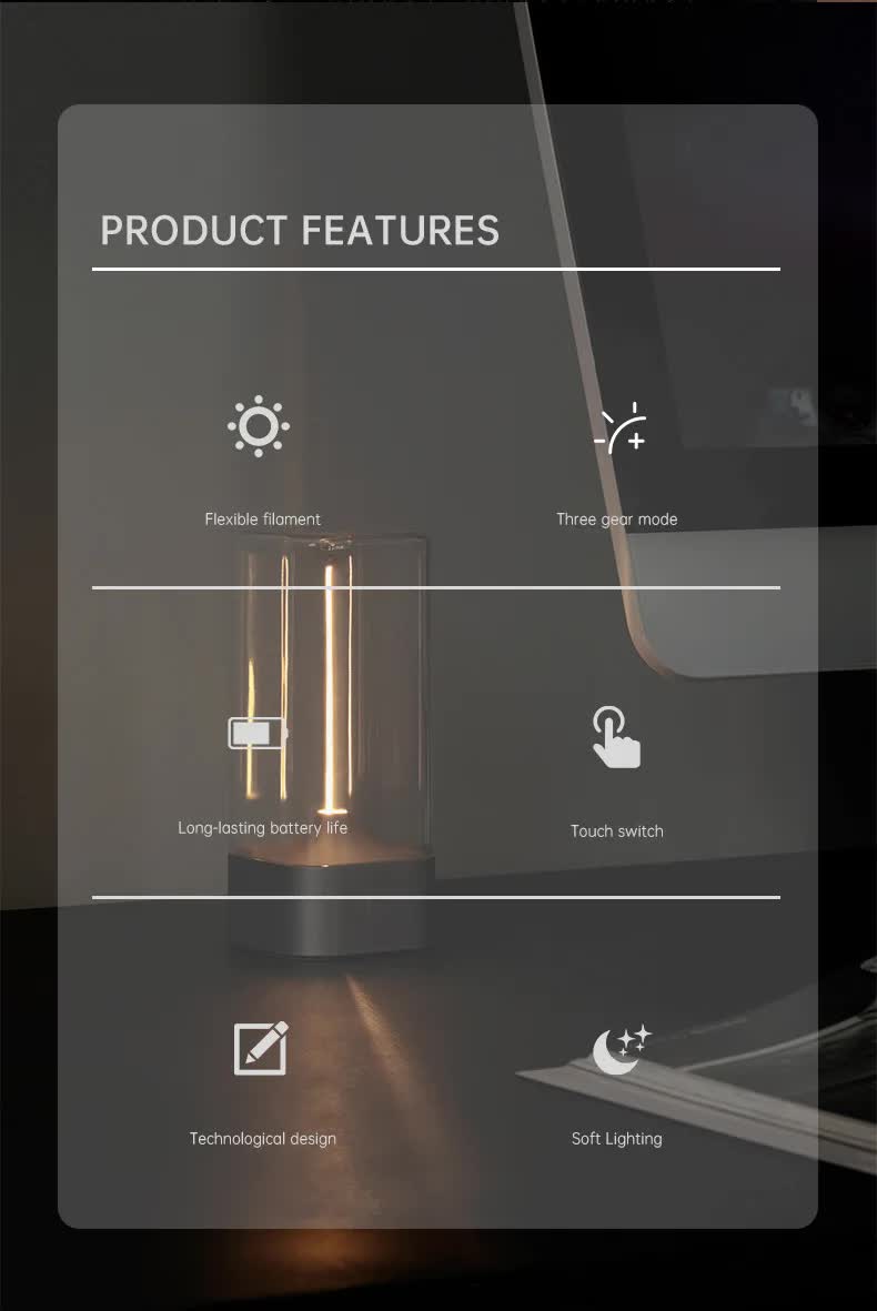 Silver Portable Magnetic Table Lamp with Bendable LED - USB-C Rechargeable 3