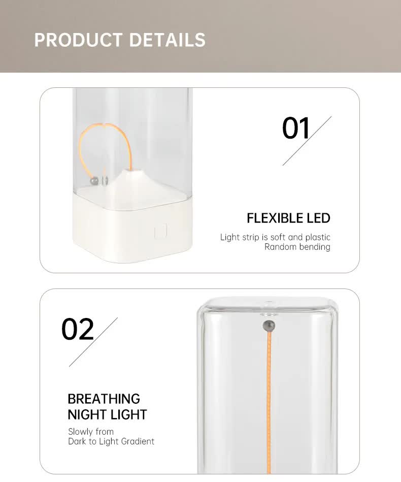 White Portable Magnetic Table Lamp with Bendable LED - USB-C Rechargeable 6