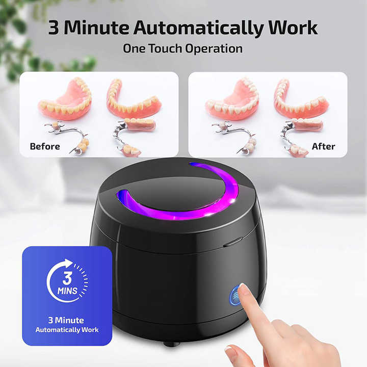 White Ultrasonic Cleaner with UV Light for Dentures, Aligners & Jewelry 3