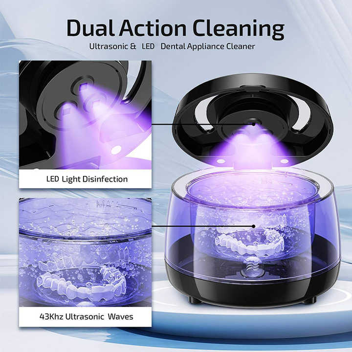 White Ultrasonic Cleaner with UV Light for Dentures, Aligners & Jewelry 4