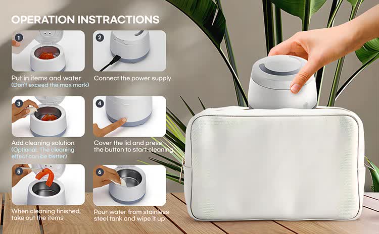 White Ultrasonic Cleaner with UV Light for Dentures, Aligners & Jewelry 5