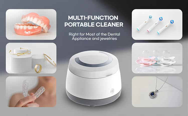White Ultrasonic Cleaner with UV Light for Dentures, Aligners & Jewelry 6