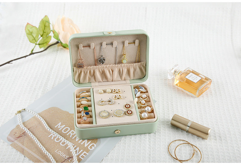 Beige Elegant Quilted PU Leather Jewelry Box - Portable Organizer for Travel & Home 5