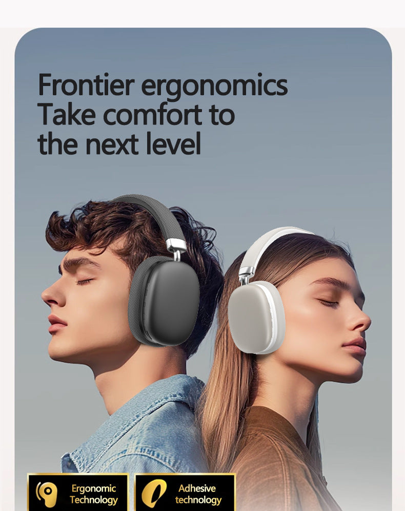 Beige Wireless Bluetooth Headphones - Over-Ear, Deep Bass, Foldable, Long Battery Life 5
