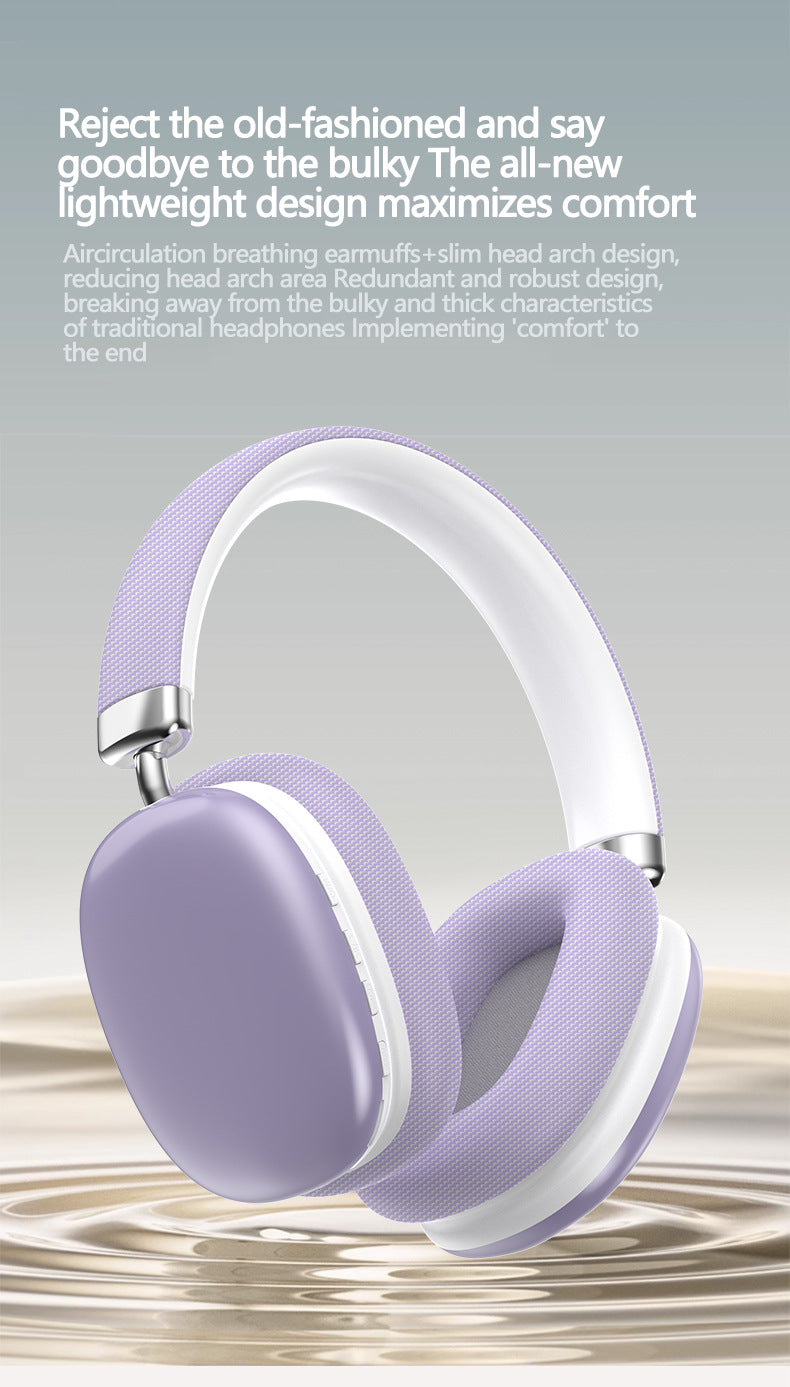 Beige Wireless Bluetooth Headphones - Over-Ear, Deep Bass, Foldable, Long Battery Life 9