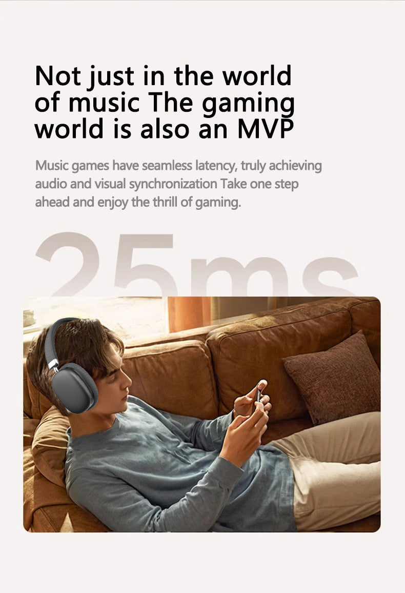 Beige Wireless Bluetooth Headphones - Over-Ear, Deep Bass, Foldable, Long Battery Life 14