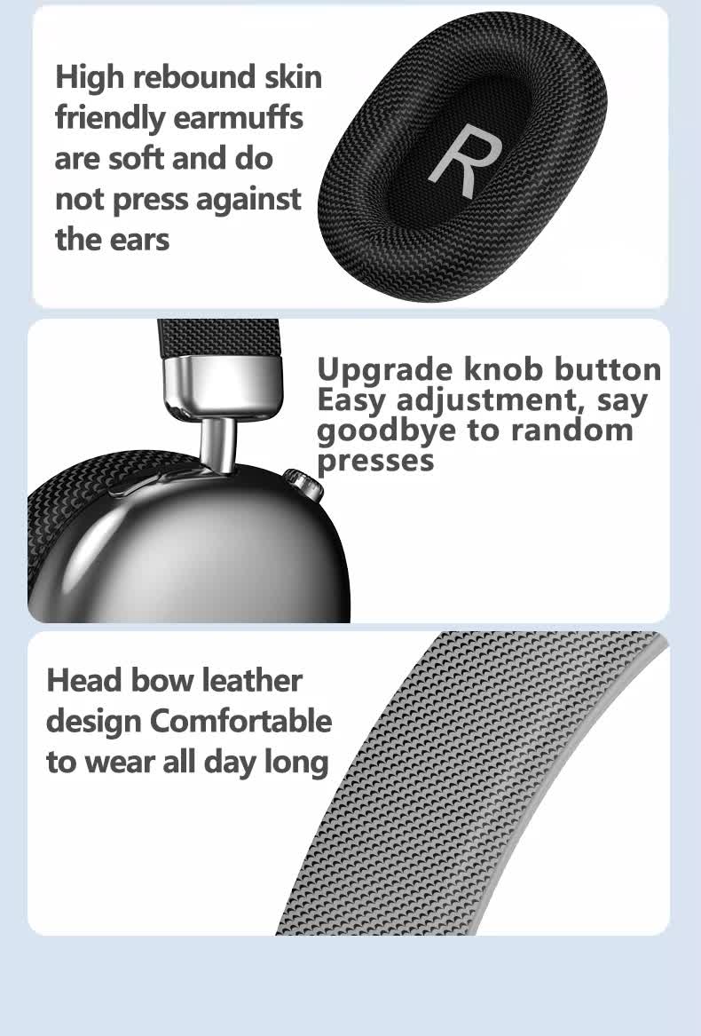 Black Comfortable Over-Ear Headphones - Hi-Fi Sound, Long Battery, Swivel Control 7