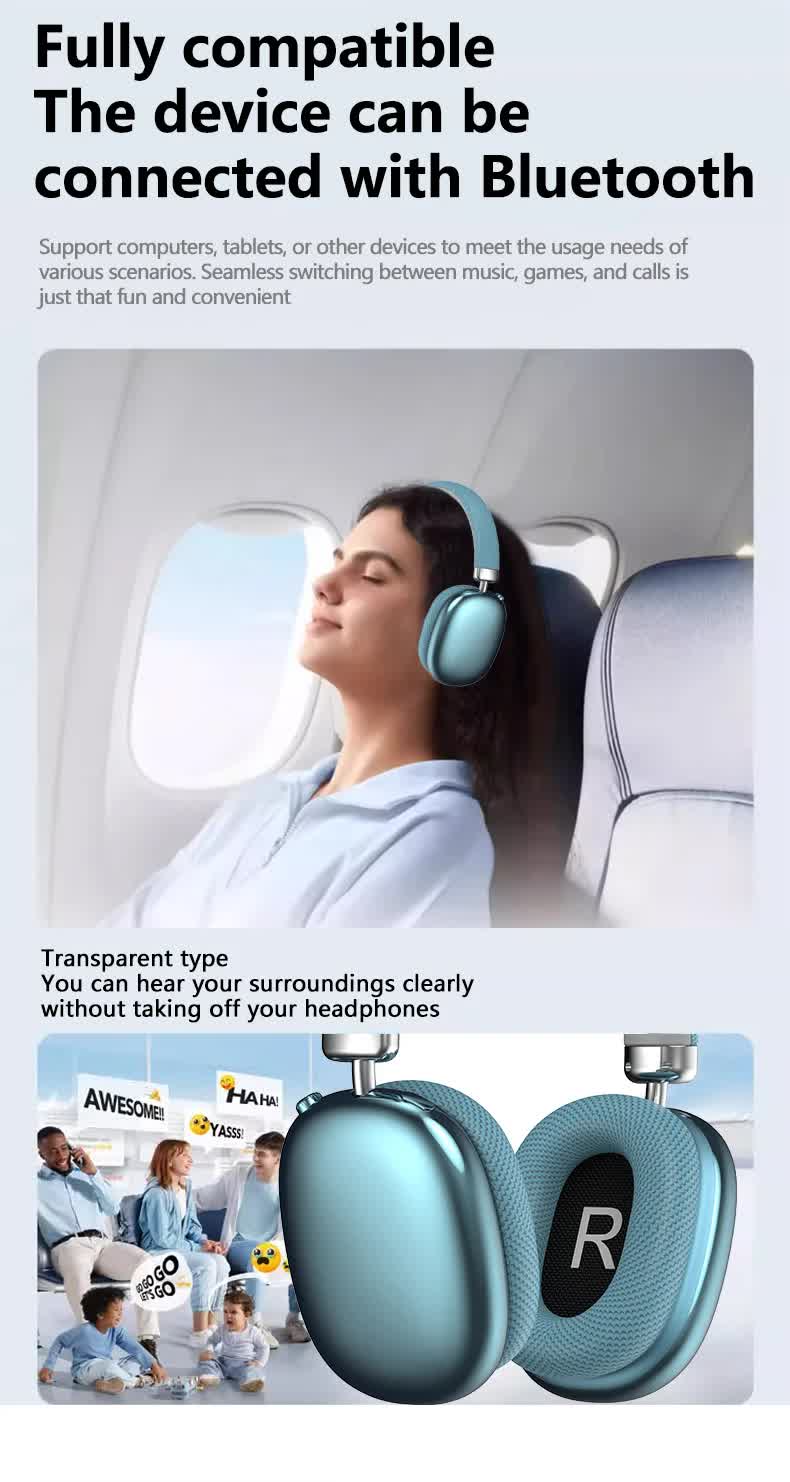 Blue Comfortable Over-Ear Headphones - Hi-Fi Sound, Long Battery, Swivel Control 4