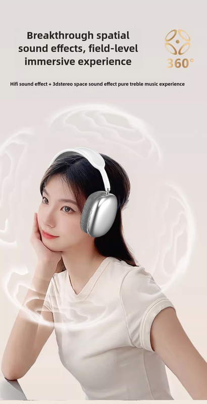 Blue Immersive 3D Audio Headphones - Wireless Over-Ear Comfort, Type-C Charging 4