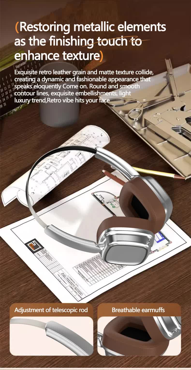 Black Compact Retro Headphones - Wireless Bluetooth, Deep Bass, Immersive Sound 4