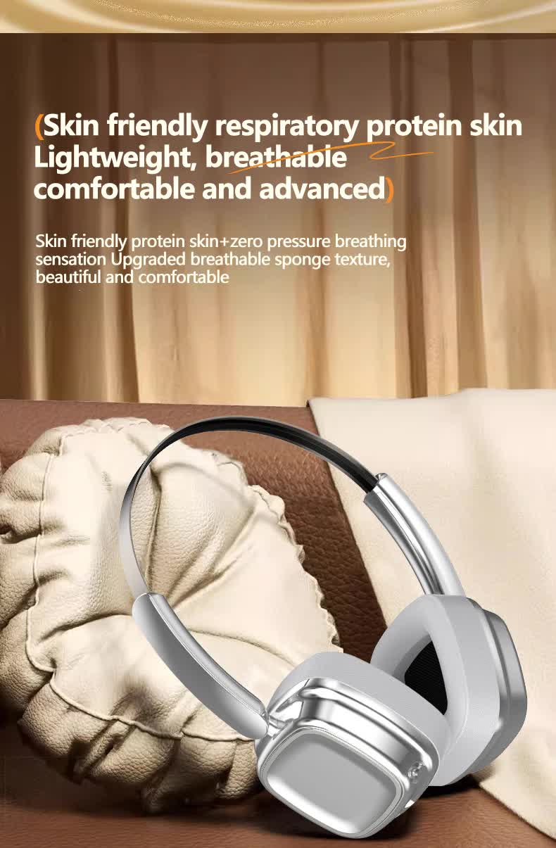 Beige Compact Retro Headphones - Wireless Bluetooth, Deep Bass, Immersive Sound 7
