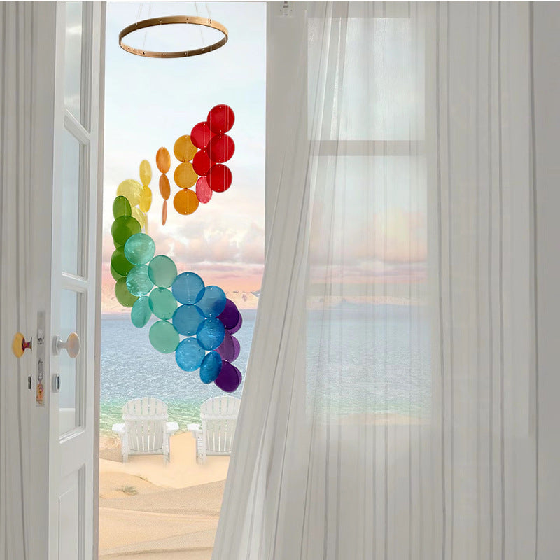 White Bohemian Seashell Wind Chime - Dream Catcher Hanging Decor for Home