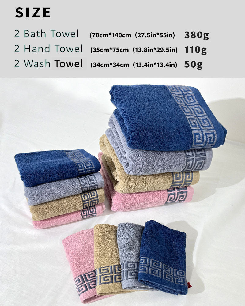 Pink Luxury Cotton Towel Set - 6-Piece Highly Absorbent Bath & Hand Towels 3