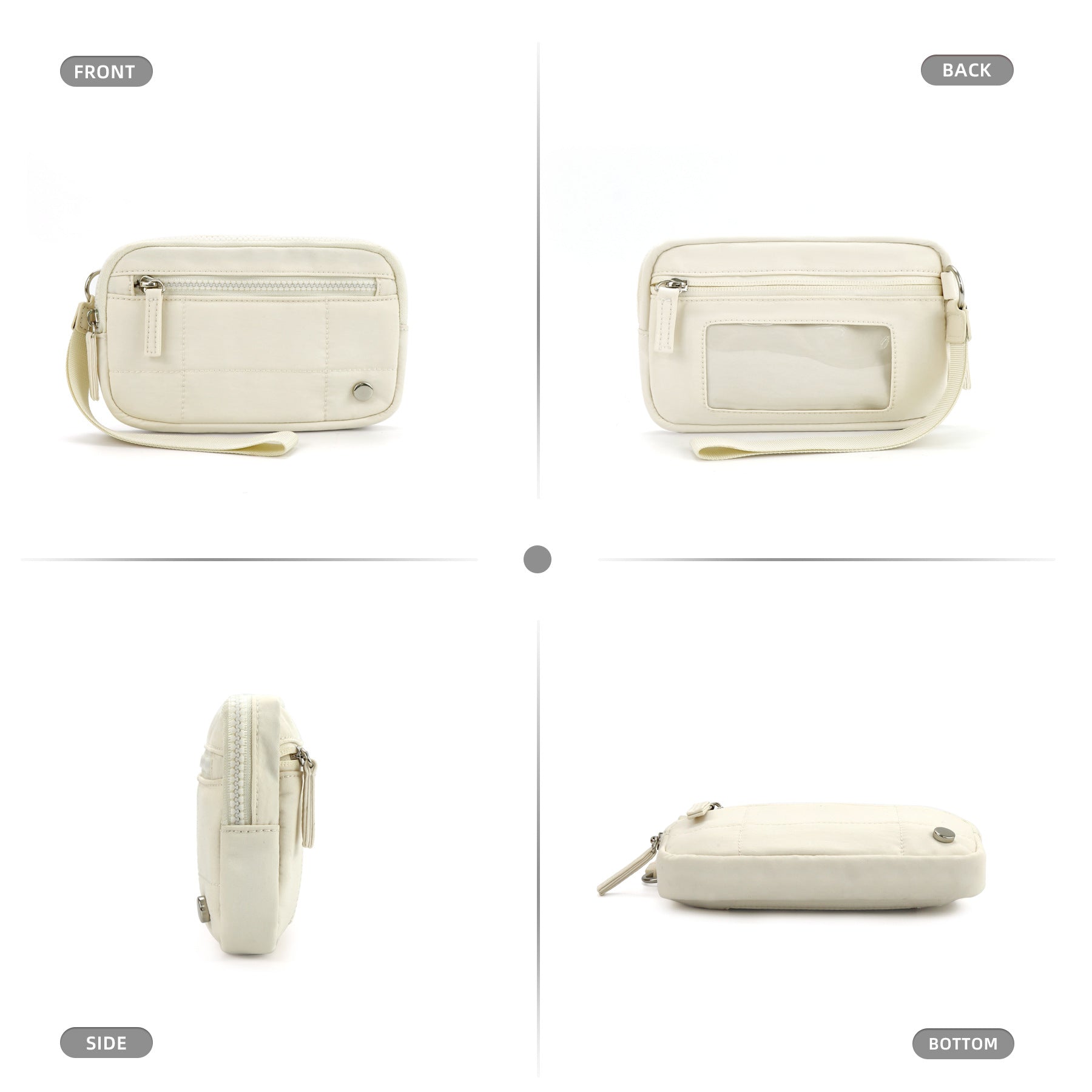 Beige Waterproof Wristlet Wallet - Nylon Pouch for Cards, Phone & Coins(Without Mobile Phone) 4