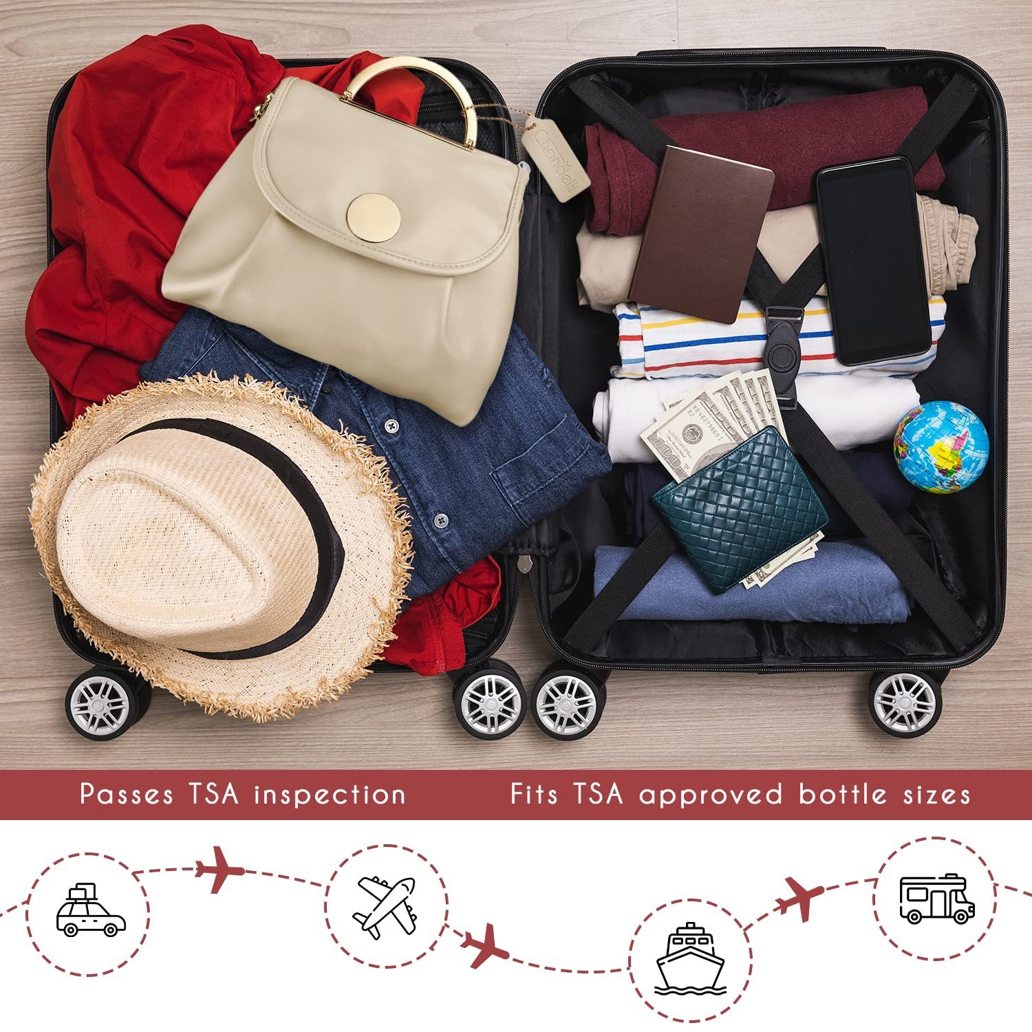 Black Stylish Travel Makeup Organizer Bag with Hanging Hook - Waterproof & Spacious Design 6