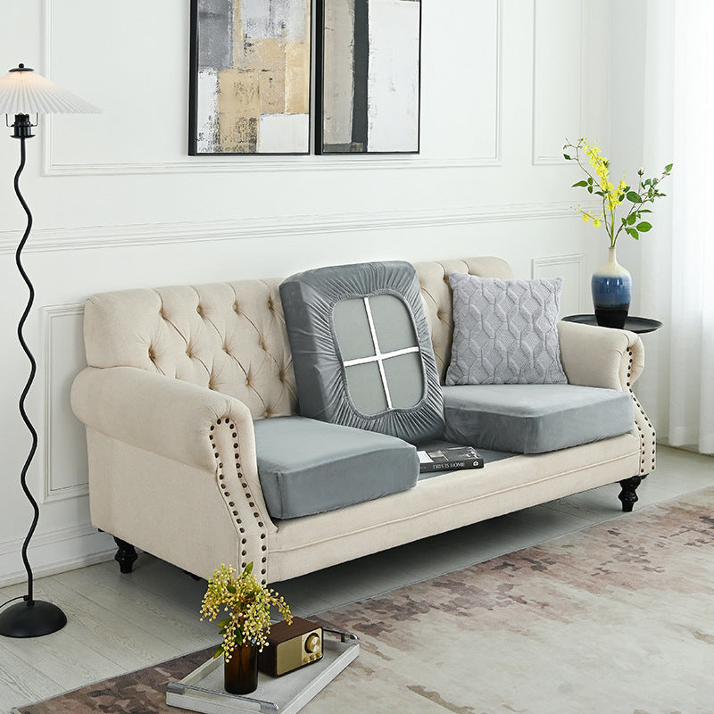 2 Pcs Grey Elegant Polyester Sofa Cover - Full Protection Against Cat Scratches & Wear