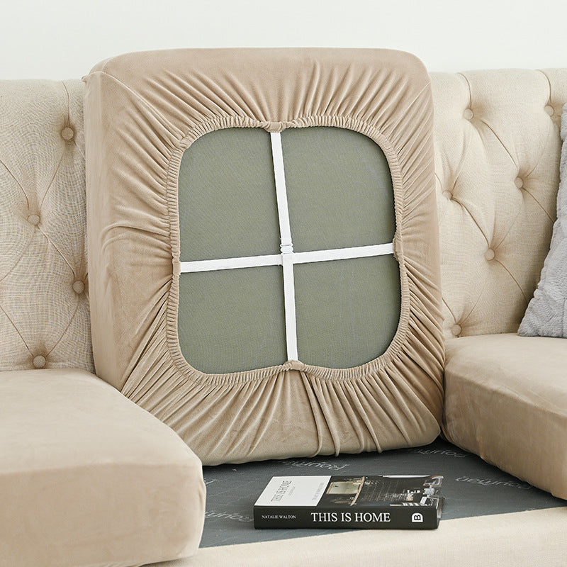 2 Pcs Coffee Elegant Polyester Sofa Cover - Full Protection Against Cat Scratches & Wear 3