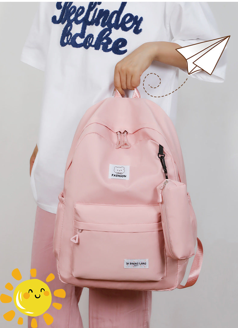 Pink Large Capacity Travel Backpack for Girls - Waterproof School Bag with Detachable Pencil Case 3