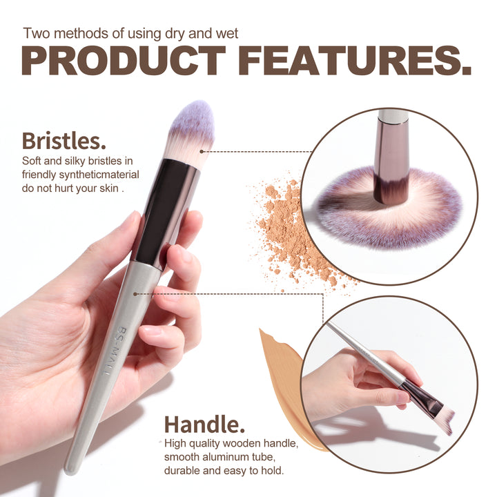 Beige 18-Piece Makeup Brush Set - Professional Synthetic Fiber Brushes with Wooden Handles for Flawless Beauty 10