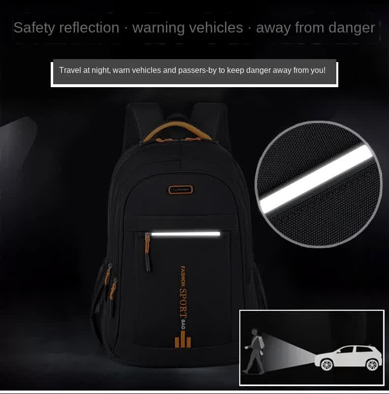 Black And Orange Large Capacity Business Backpack for Men and Women - Waterproof Laptop School Bag with Breathable Design 5