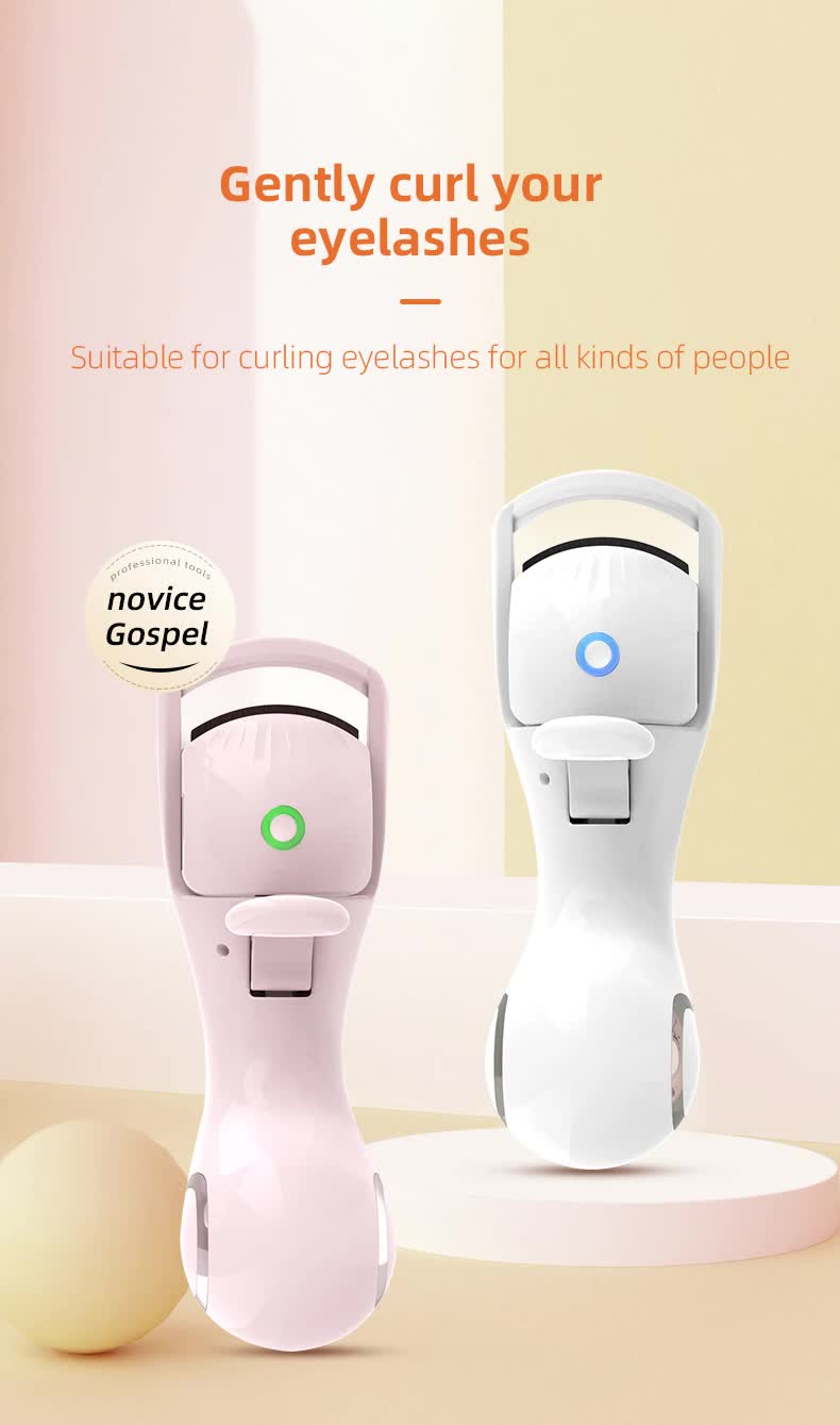 Pink Heated Eyelash Curler - 3 Temperature Settings, Long-Lasting Curl, Mini Electric Lash Curler