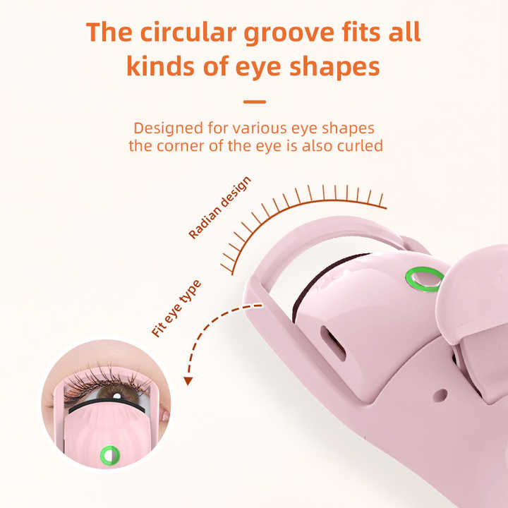 White Heated Eyelash Curler - 3 Temperature Settings, Long-Lasting Curl, Mini Electric Lash Curler 3