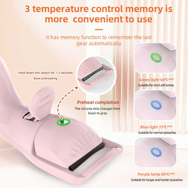 White Heated Eyelash Curler - 3 Temperature Settings, Long-Lasting Curl, Mini Electric Lash Curler 4