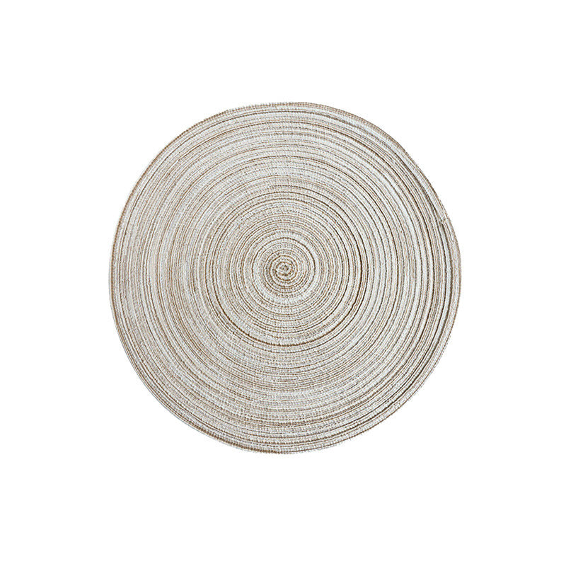 8 Pcs Beige Woven Round Placemat - Non-Slip, Heat-Resistant Dining Table Mat,  36cm