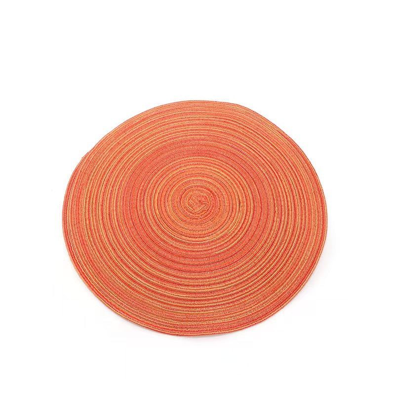 8 Pcs Orange Woven Round Placemat - Non-Slip, Heat-Resistant Dining Table Mat,  36cm