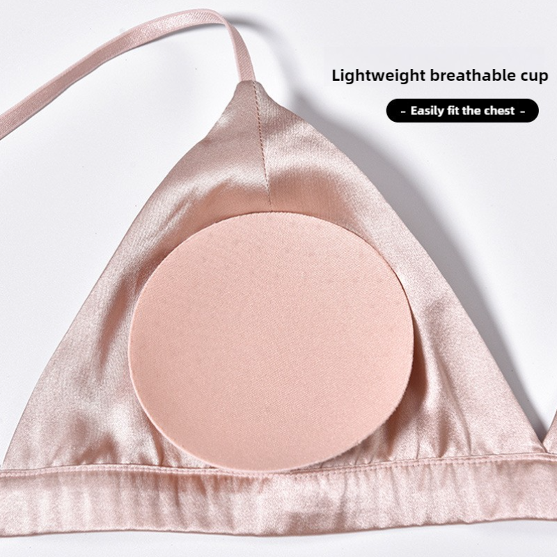 Size XL Brown French Style Mulberry Silk Wireless Bralette - Triangle Cup Anti-Sagging Bra for Fuller Busts, Lightweight Comfort 4