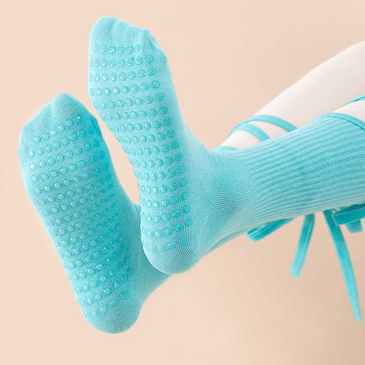 3 Pcs Pink Non-Slip Yoga Socks with Cross Straps - Cotton Pilates Dance Socks for Women, Lightweight Comfort 5