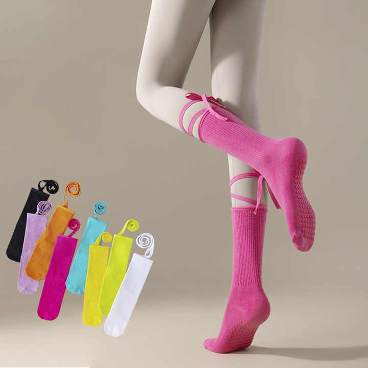 3 Pcs Black Non-Slip Yoga Socks with Cross Straps - Cotton Pilates Dance Socks for Women, Lightweight Comfort 3