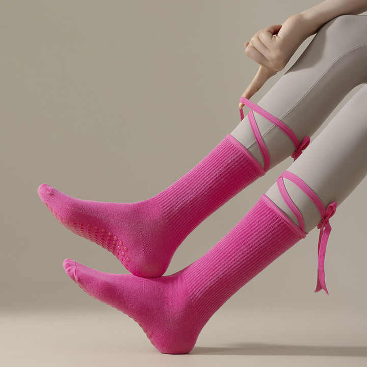 3 Pcs Black Non-Slip Yoga Socks with Cross Straps - Cotton Pilates Dance Socks for Women, Lightweight Comfort 6