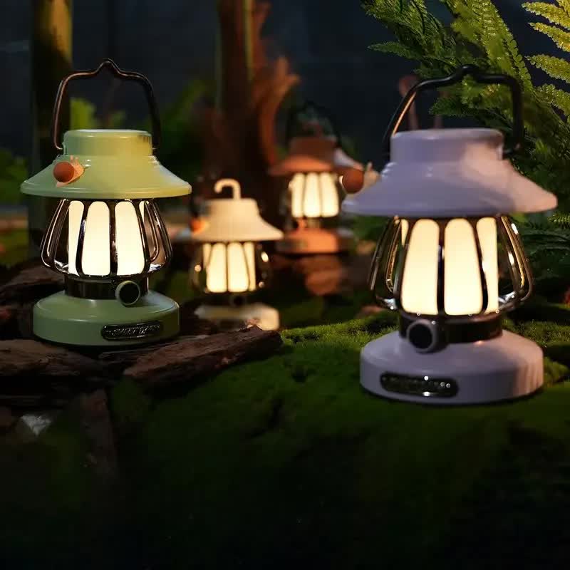 White Retro Snail Night Light - Portable Rechargeable Camping Lantern with Hook, 3-Color Dimming 7