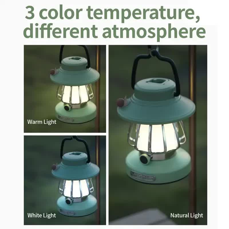White Retro Snail Night Light - Portable Rechargeable Camping Lantern with Hook, 3-Color Dimming 8